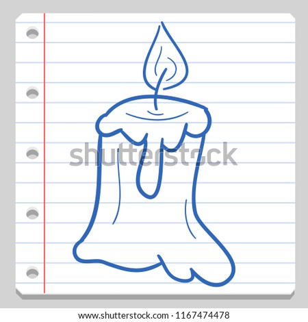 Candle Halloween Notebook School Doodle Icon Symbol Sketch Line Art
