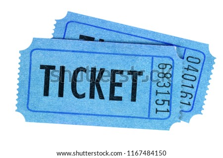 Two tickets blue front view isolated 