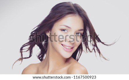 Closeup portrait picture of beautiful woman
