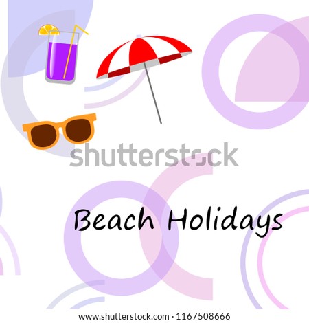 beach umbrella sunglasses cocktail beach holiday vector background