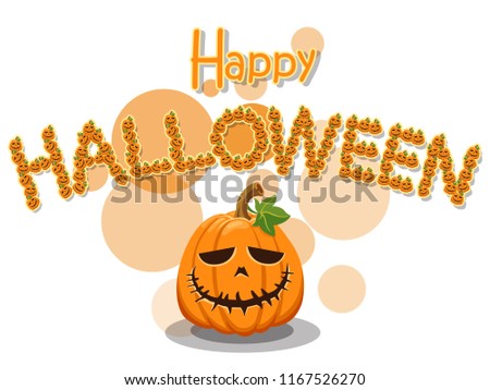 Happy Halloween. The pumpkin lined up is a halloween alphabet isolated on white background. Vector illustration.