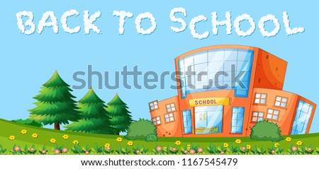 Back to school and school building illustration
