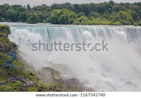 American Falls and Bridal Falls in Niagara Falls, USA, view from Canadian site