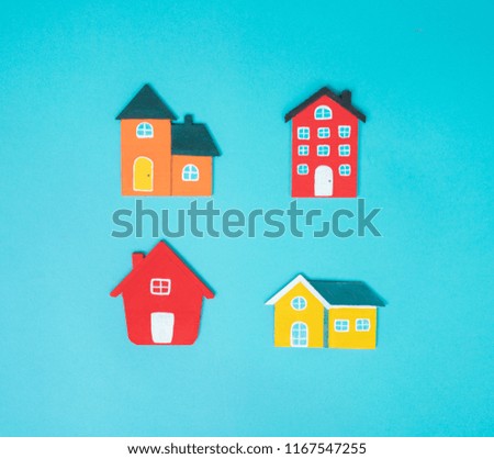 House on blue background. Minimal creative style.