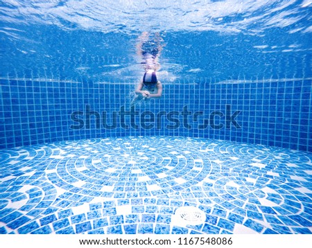 somersault child  Diving in the pool