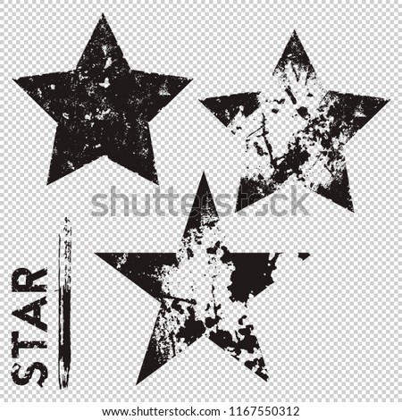 Grunge star on transparent background. Vector illustration.