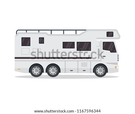 Modern Flat RV Motorhome vehicle illustration, suitable for book, icon, print, game asset, infographic and other design related occasion.