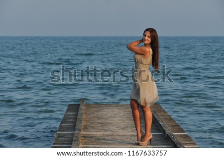Very attractive woman on the beach in Italy