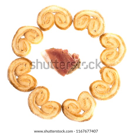 tasty round frame of cookies Palmier