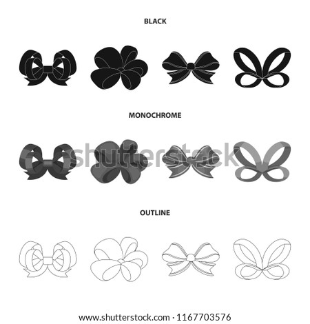Ornamentals, frippery, finery and other web icon in black,monochrome,outline style.Bow, ribbon, decoration, icons in set collection.