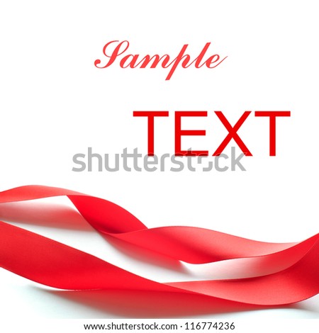 Red Silk Ribbon Isolated on the White Background. Gift Card Background