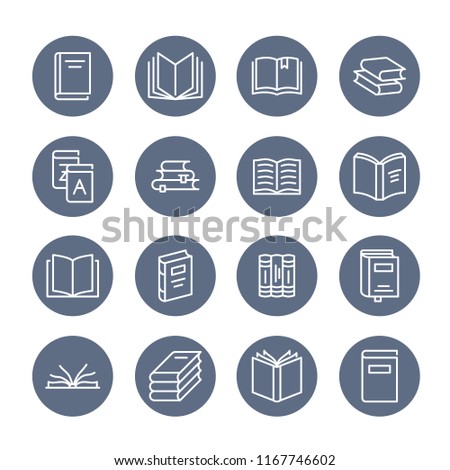 Books flat line icons. Reading, library, literature education illustrations. Thin signs for e-book store, textbook, encyclopedia. Pixel perfect 64x64. Editable Strokes.