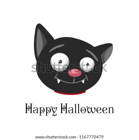 illustration with a black cat for halloween