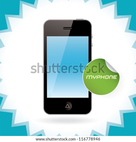 Vector Mobile Phone, Iphon, Ipade, Ipode style gadget Illustration, Icons, Sign, Badge With Sticker