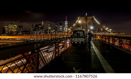 View over Brooklyn Bridge to Manhattan USA
