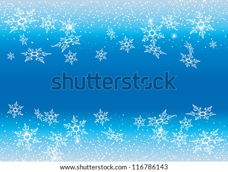 White snowflakes against a blue background