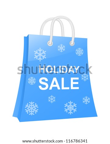 Winter holidays shopping bag. Vector illustration
