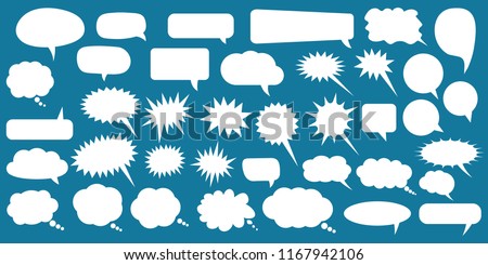 Set of speech bubbles. Blank empty vector white speech bubbles. Cartoon balloon word design. Royalty-Free Stock Photo #1167942106