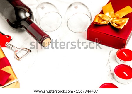 concept Valentine Day with wine top view mock up