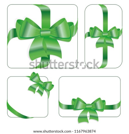 Set of green gift bows with ribbons Vector