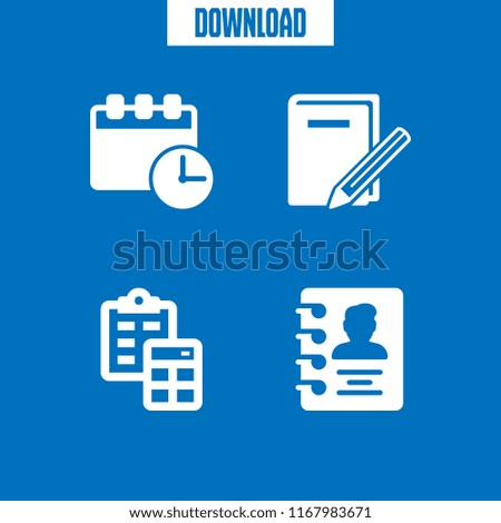 plan icon. 4 plan vector set. clipboard, calendar times, diary and agenda icons for web and design about plan theme