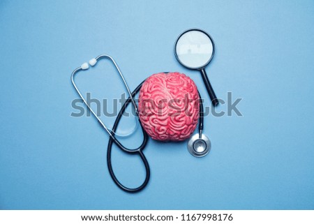 Mental health concept. human brain on a blue background
