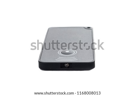 infrared remote control with a button on white background  in studio
