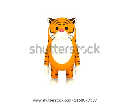 Cartoon Tiger in 3D rendering.
