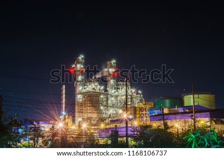 Electrical plant with night landscape in the industrial park.