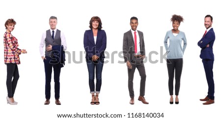 Group of people in front of a white background