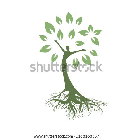 mother earth, lady become beautiful tree, logo. personal grow,  healing, connection with earth