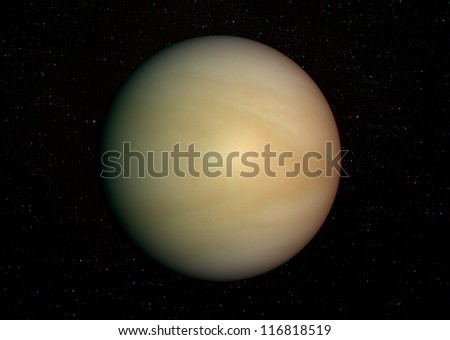 3D solar system series:  Venus with stars in the background. View anaglyph with red/cyan glasses. Elements of this image furnished by NASA.