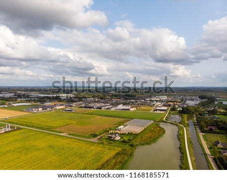 Aerial shot over river (Linge, Bemmel, GLD)