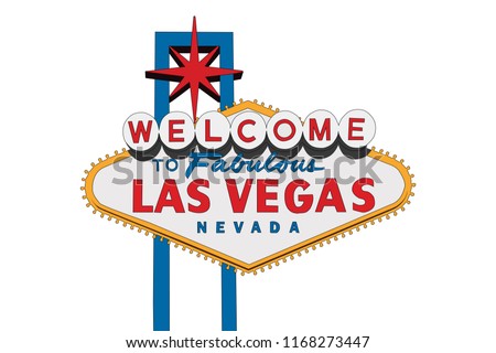 Las Vegas Nevada welcome sign vector illustration isolated on white.