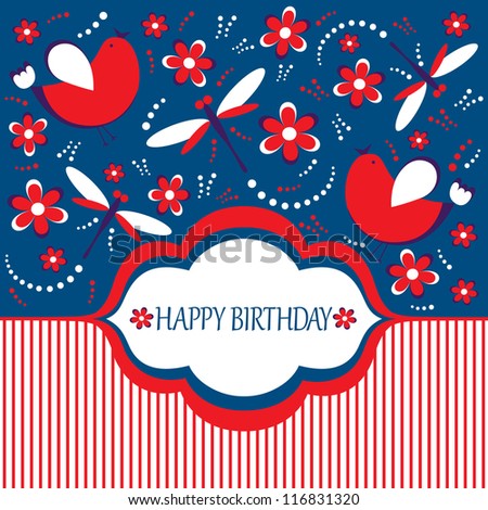 Happy Birthday Vector Card. Objects can be used separately.
