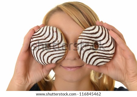 woman eating a delicious donuts