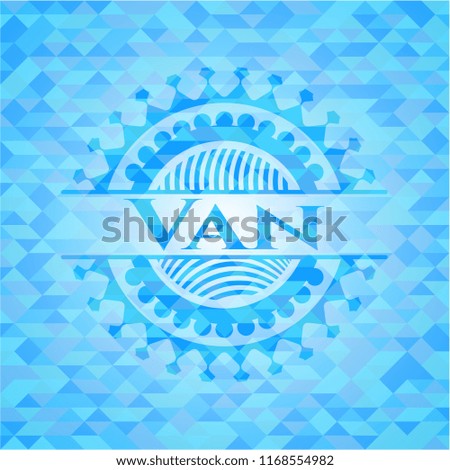Van realistic sky blue mosaic emblem
