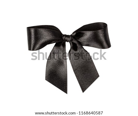 Black bow, ribbon. Isolated on white background.