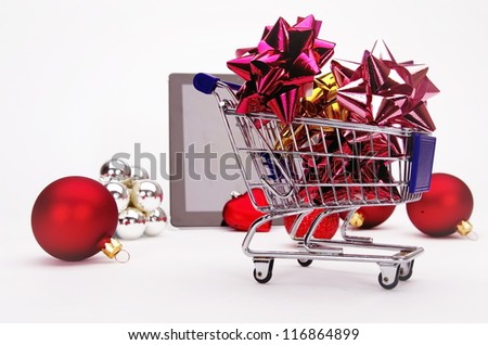 Christmas xmas shopping isolated on white background