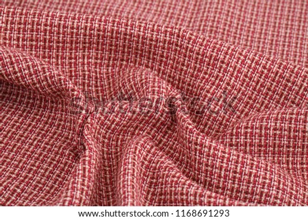 Striped tablecloth texture as a background, closeup picture.