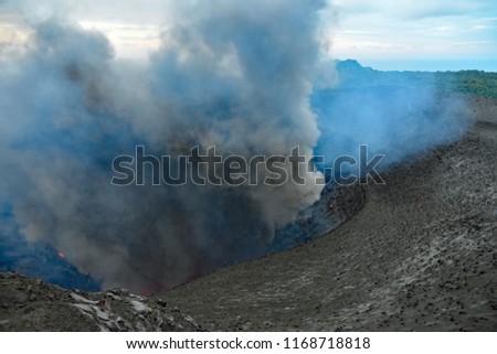 Mt Yasur Volcano, Tanna Island / Vanuatu; July 2018: view from the crater