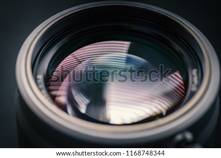 Сamera lens. Selective focus with shallow depth of field.