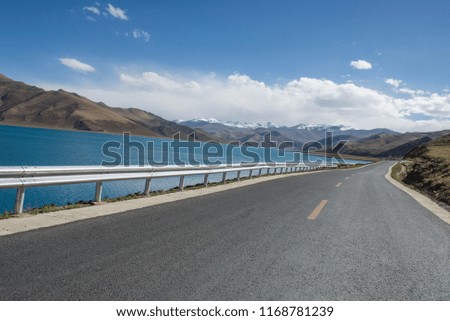 Lake snow mountain road