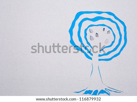 Image of abstract blue tree handmade.Eco background.