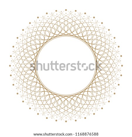 Decorative round frame for design with floral ornament. A template for printing postcards, invitations, books, for textiles, engraving, wooden furniture, forging. Vector.