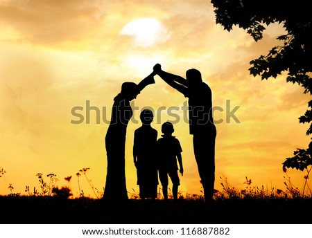 Muslim family home together