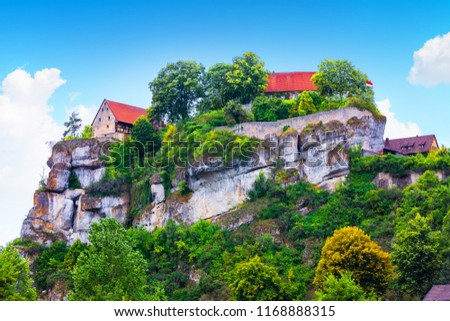 Scenic summer view of the Pottenstein Castle in Franconian Switzerland, Bavaria, Germany