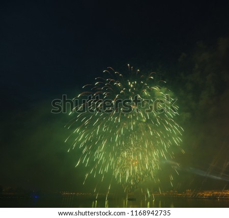 night city panorama firework 