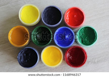 Paint gouache in jars