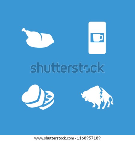 Brown icon. collection of 4 brown filled icons such as vending machine, buffalo, sweet box. editable brown icons for web and mobile.
